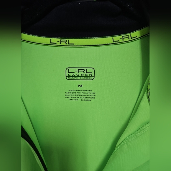 Lauren Ralph Lauren Neon Green and Black Quarter-Zip Pullover. - Picture 6 of 6